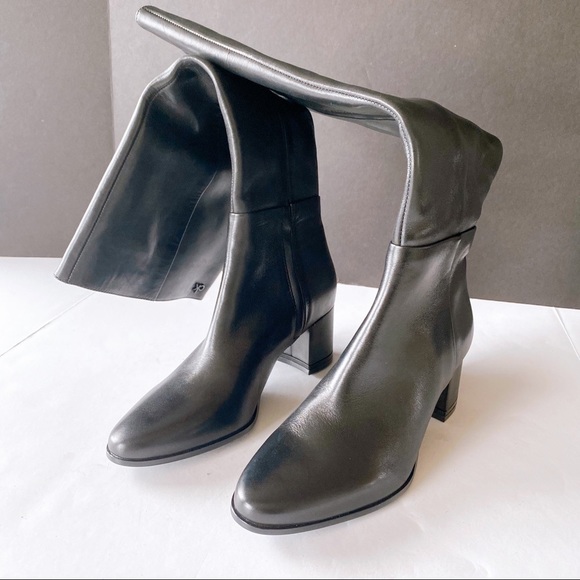Calvin Klein Frieda Knee High Black Leather Boots - Picture 3 of 7